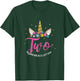 2 Years Old Birthday Girl Gifts Unicorn 2nd Birthday T-Shirt - T-Shirt | Forest