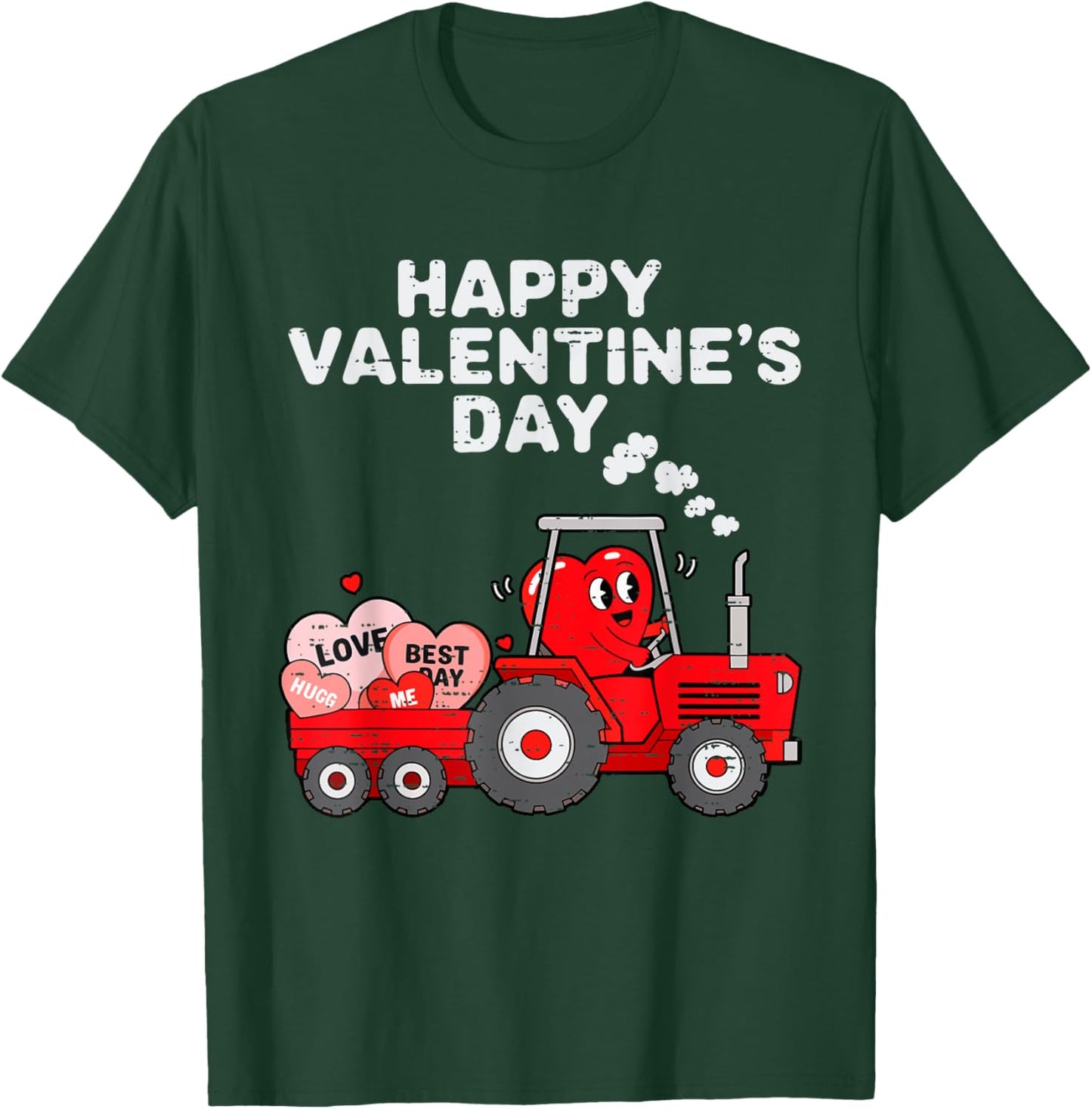 Valentines Day Heart In Tractor Funny Farm Toddler Boys Kids T-Shirt - T-Shirt | Forest