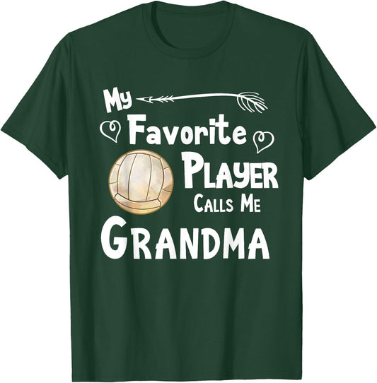 Grandma Volleyball Game Fan Sports Favorite Player T-Shirt - T-Shirt | Forest