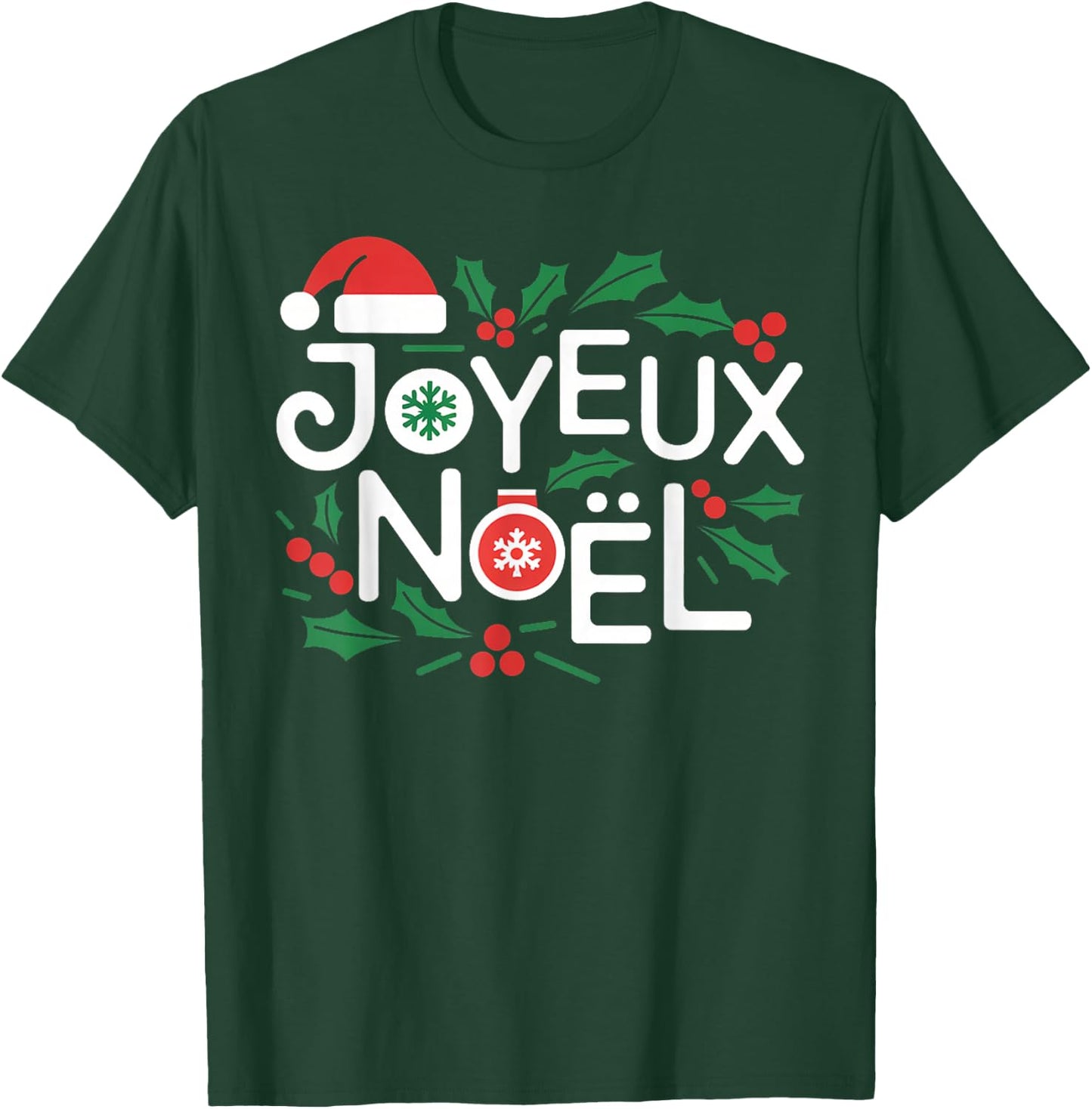 Cute Joyeux Noel Merry Christmas Xmas Holiday French France T-Shirt - T-Shirt | Forest