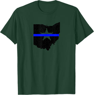 Ohio Thin Blue Line Law Enforcement Deputy Sheriff Gift T-Shirt - T-Shirt | Forest