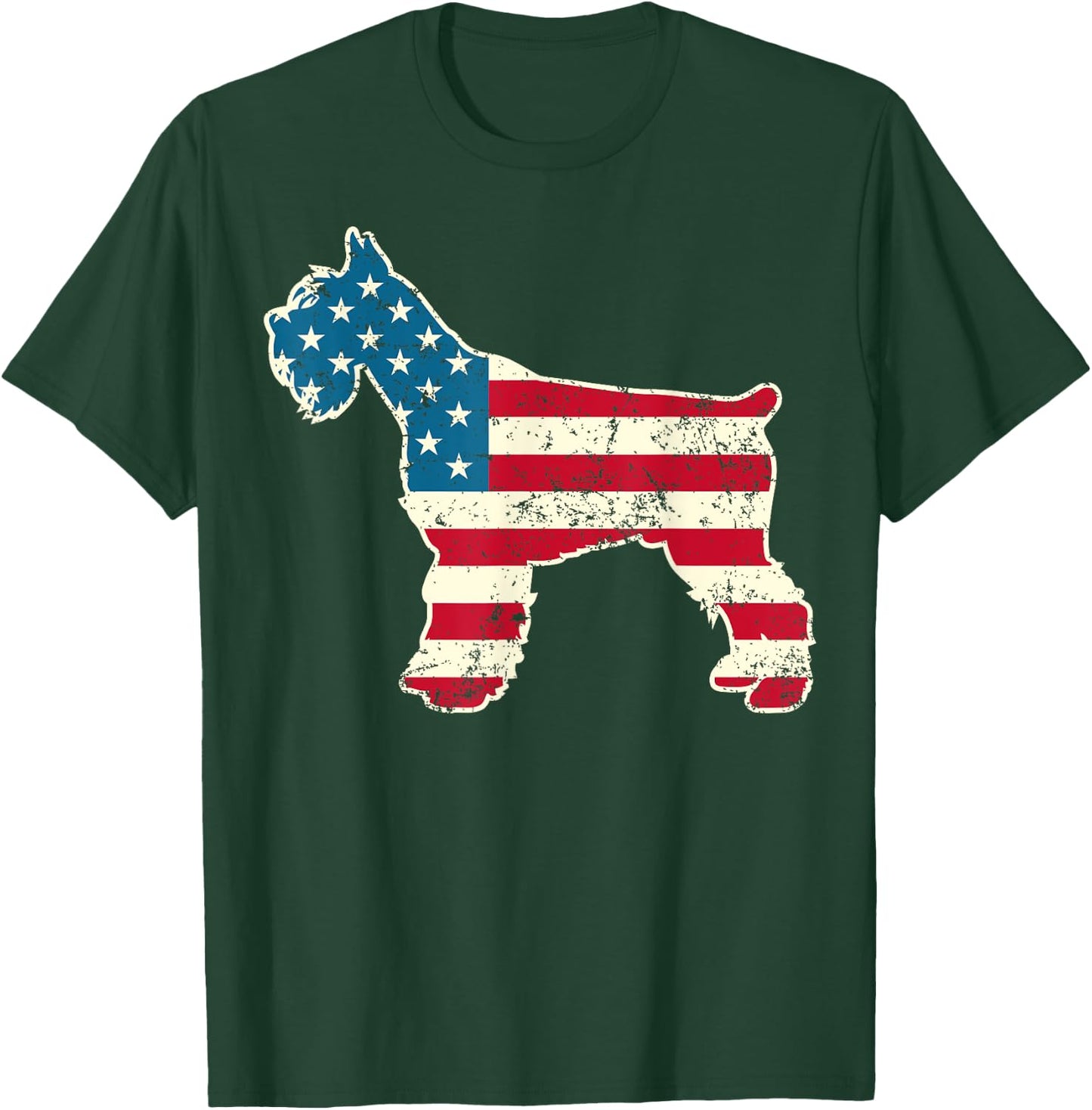 Schnauzer 4th of July Dog Lover Gifts Men USA American Flag T-Shirt - T-Shirt | Forest