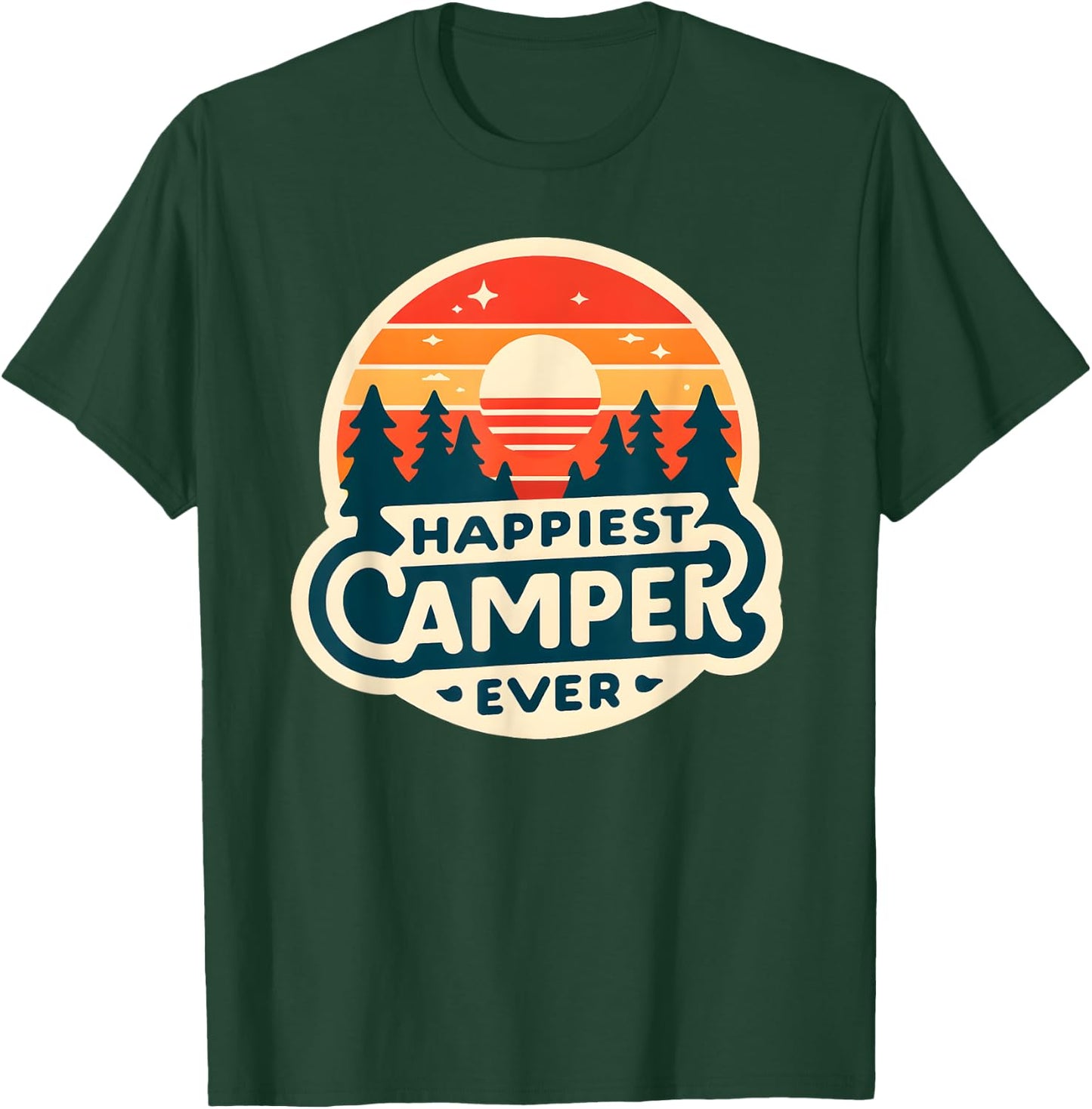 Happiest Camper Ever Vintage Sunset T-Shirt - T-Shirt | Forest