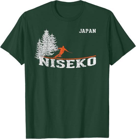 1980s Style Niseko Japan Vintage Skiing T-Shirt - T-Shirt | Forest