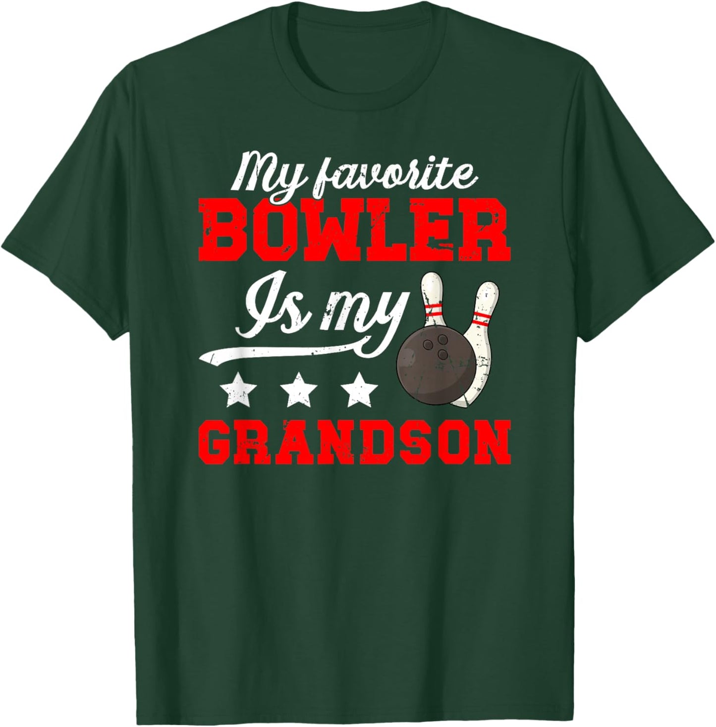 My Grandson Bowling Grandpa Of A Bowler Grandfather T-Shirt - T-Shirt | Forest