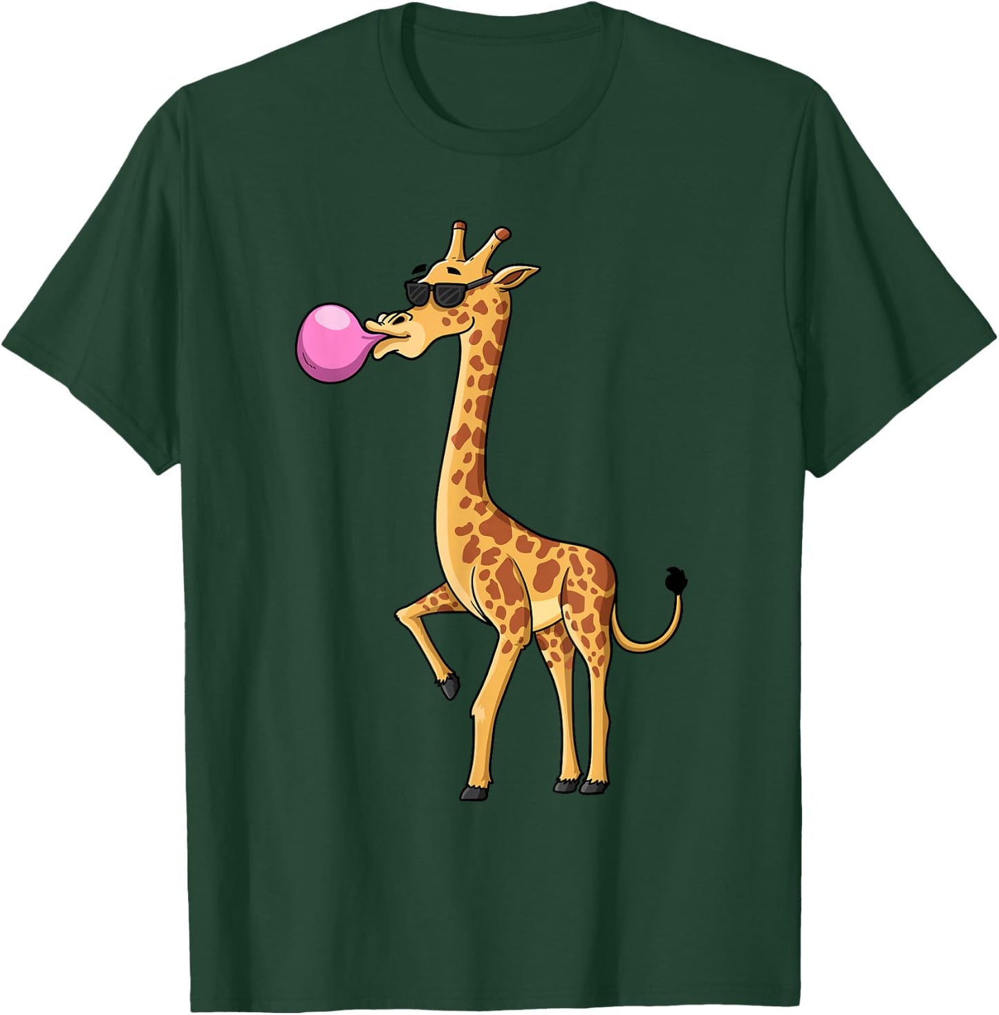 Funny Blowing Bubble Gum Giraffe Animal Lover Chewing Candy T-Shirt - T-Shirt | Forest