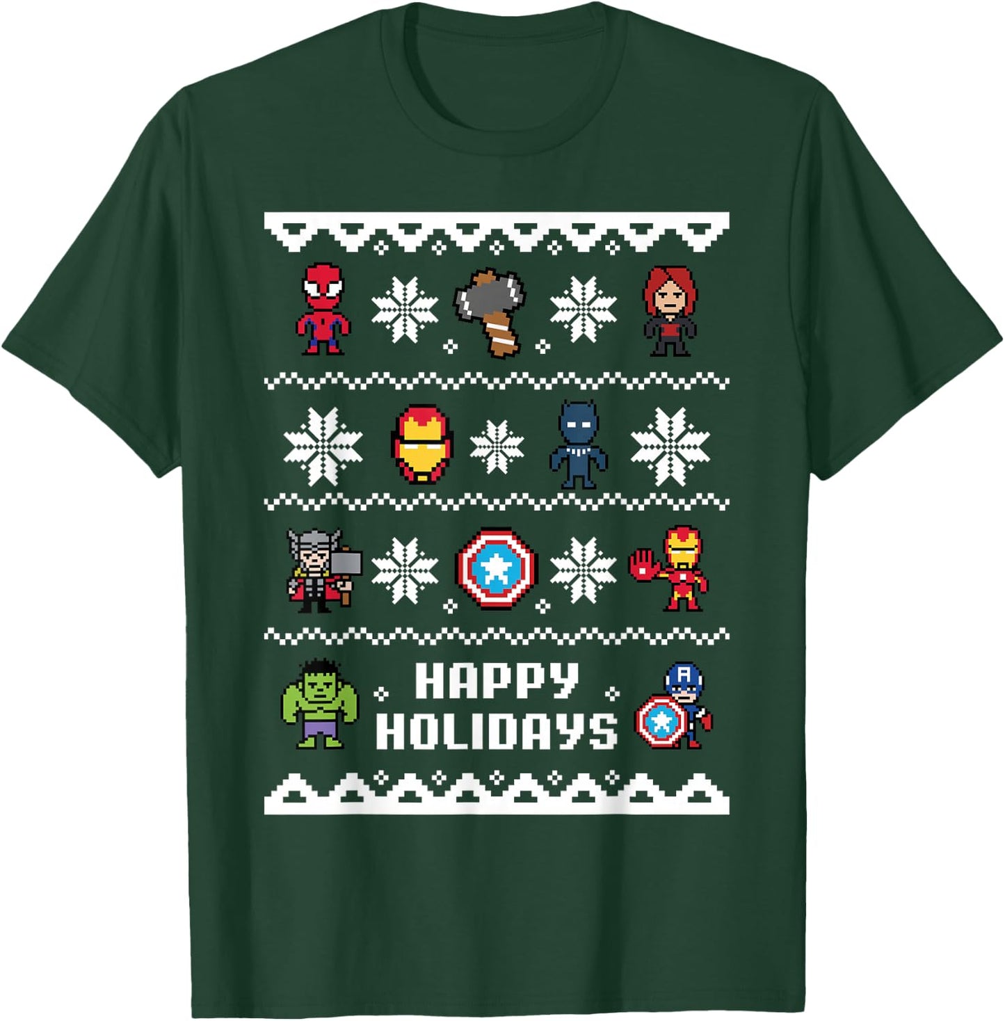 Marvel Avengers Christmas Sweater Happy Holidays T-Shirt - T-Shirt | Forest