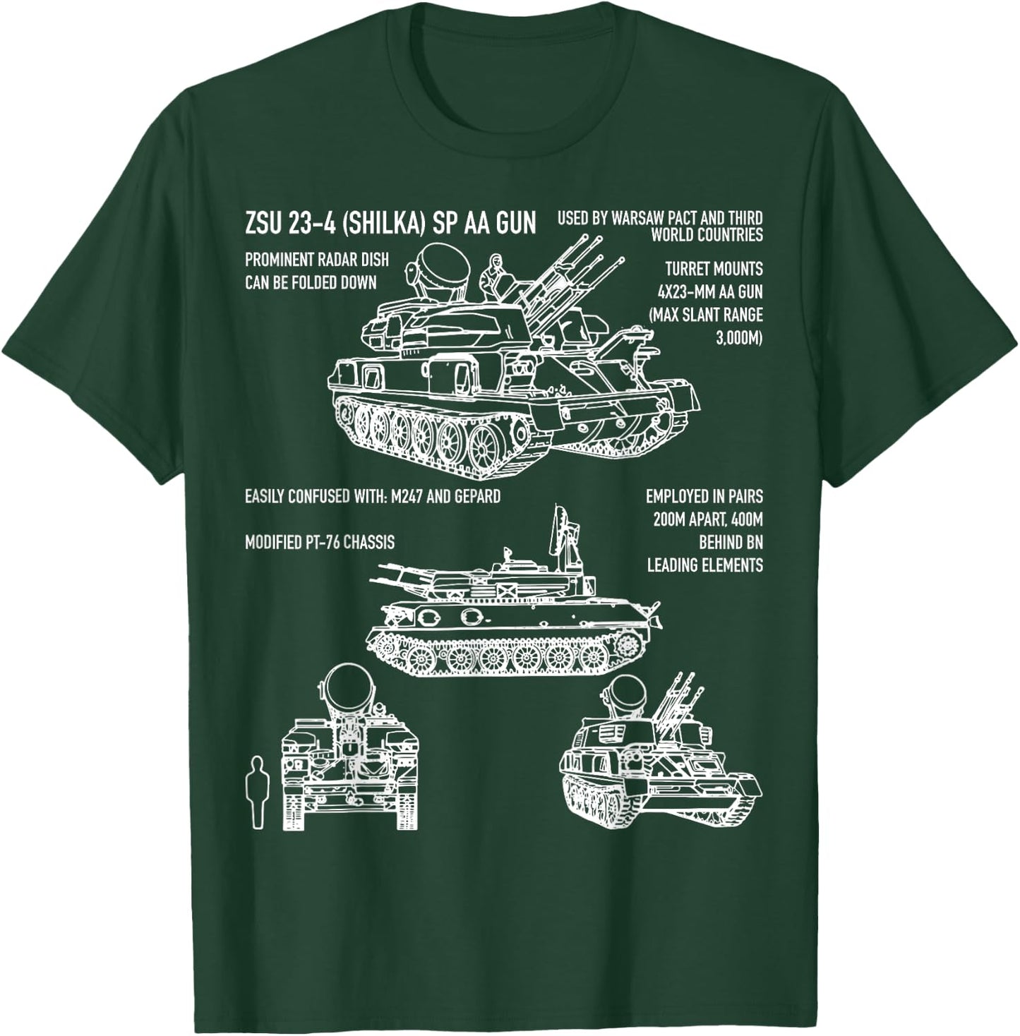 ZSU 23 Shilka Russian Anti-Flight Gift T-Shirt - T-Shirt | Forest