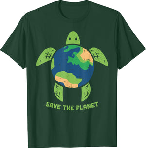 Save The Planet Earth Day Environment Turtle Recycle Ocean T-Shirt - T-Shirt | Forest