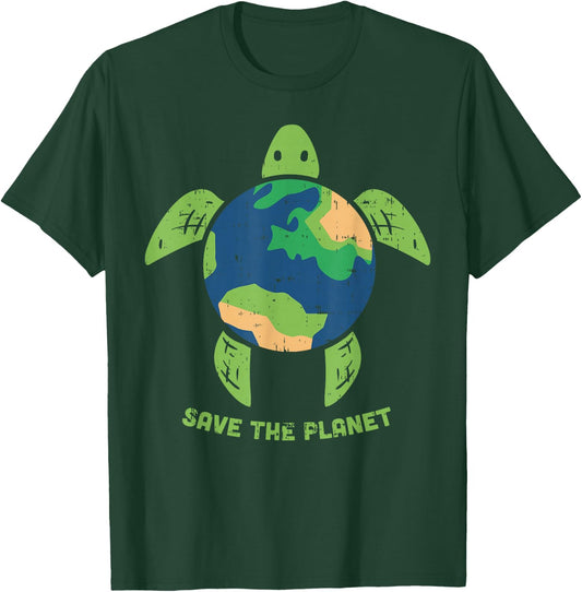 Save The Planet Earth Day Environment Turtle Recycle Ocean T-Shirt - T-Shirt | Forest
