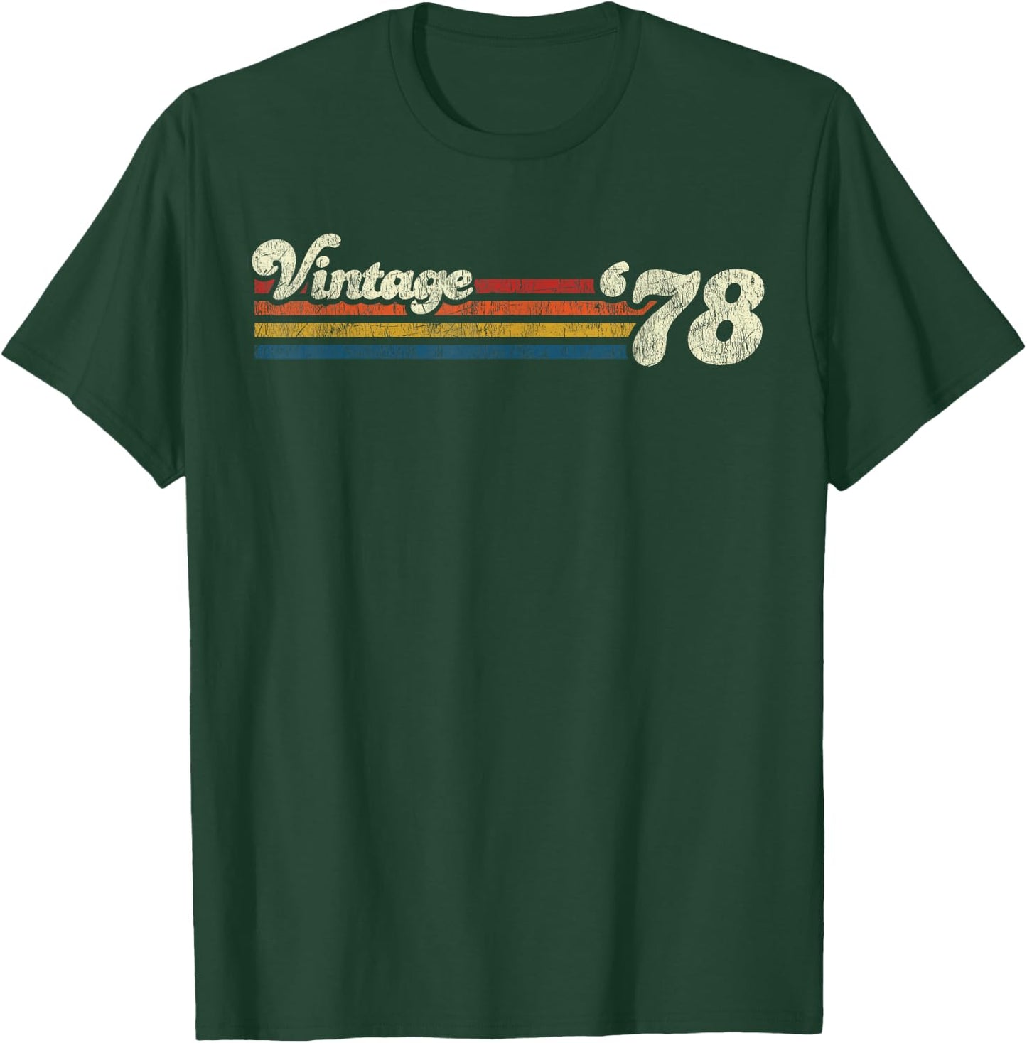 Vintage 1978 Chest Stripe Birthday T-Shirt - T-Shirt | Forest