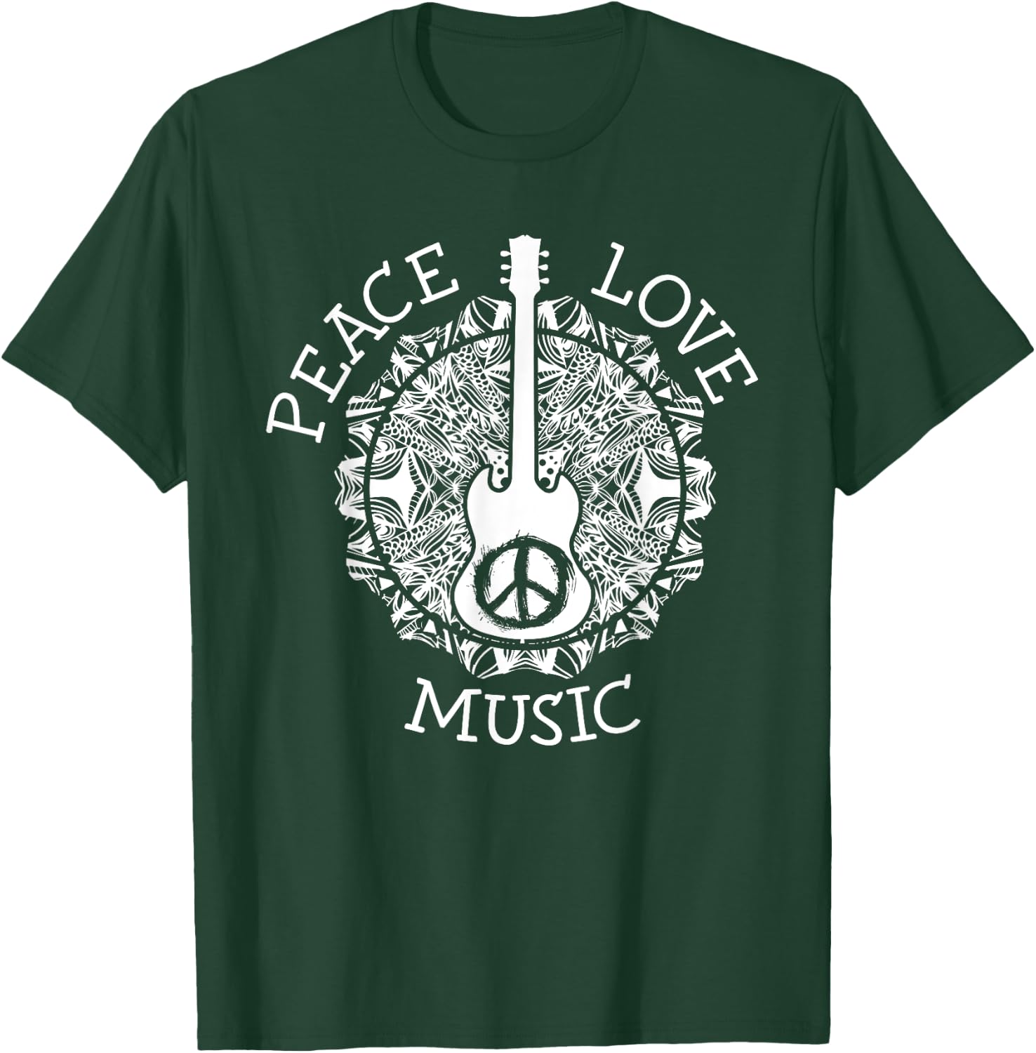Peace love music shirt - Guitar Dad Rock star Gift T-Shirt - T-Shirt | Forest