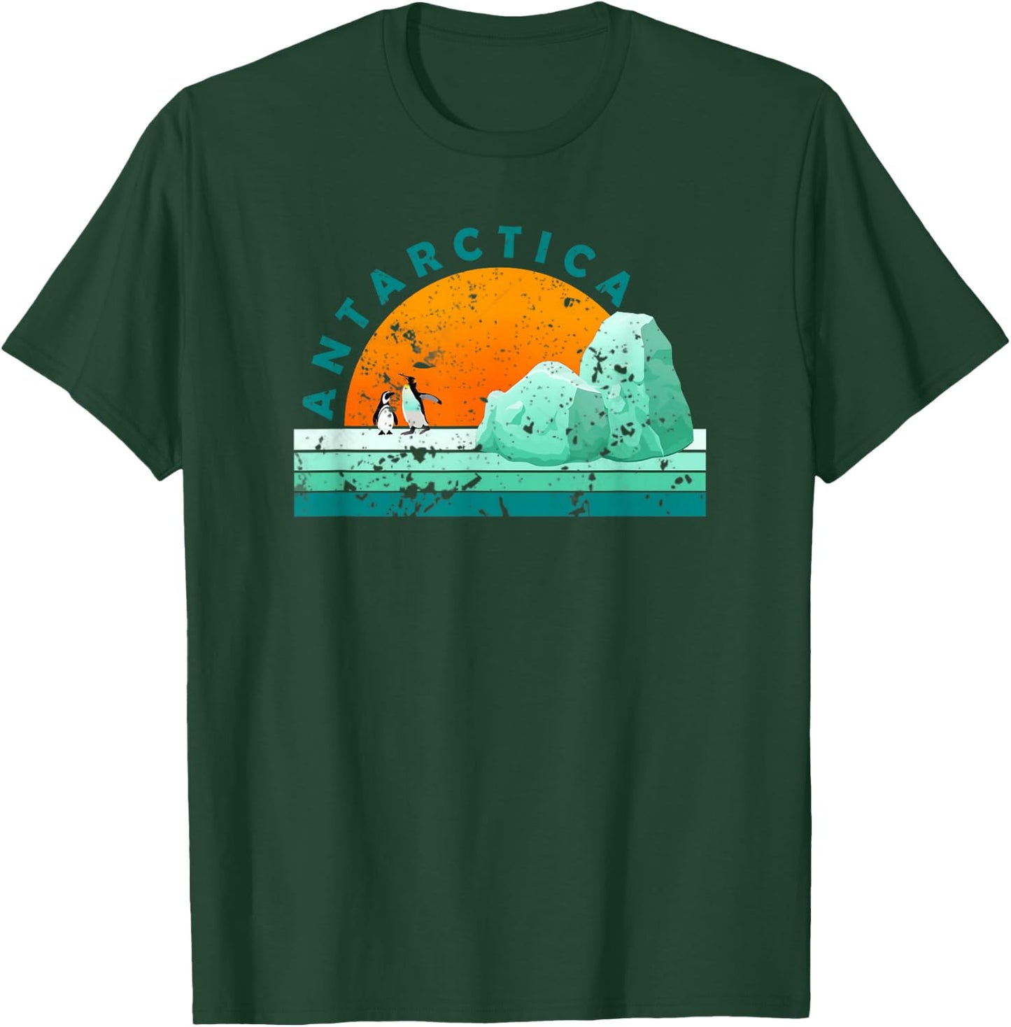 Bethcentral Vacation Gifts Antarctica - Tourist Vintage Vacation Black Small Retro Graphic T-Shirt - T-Shirt | Forest