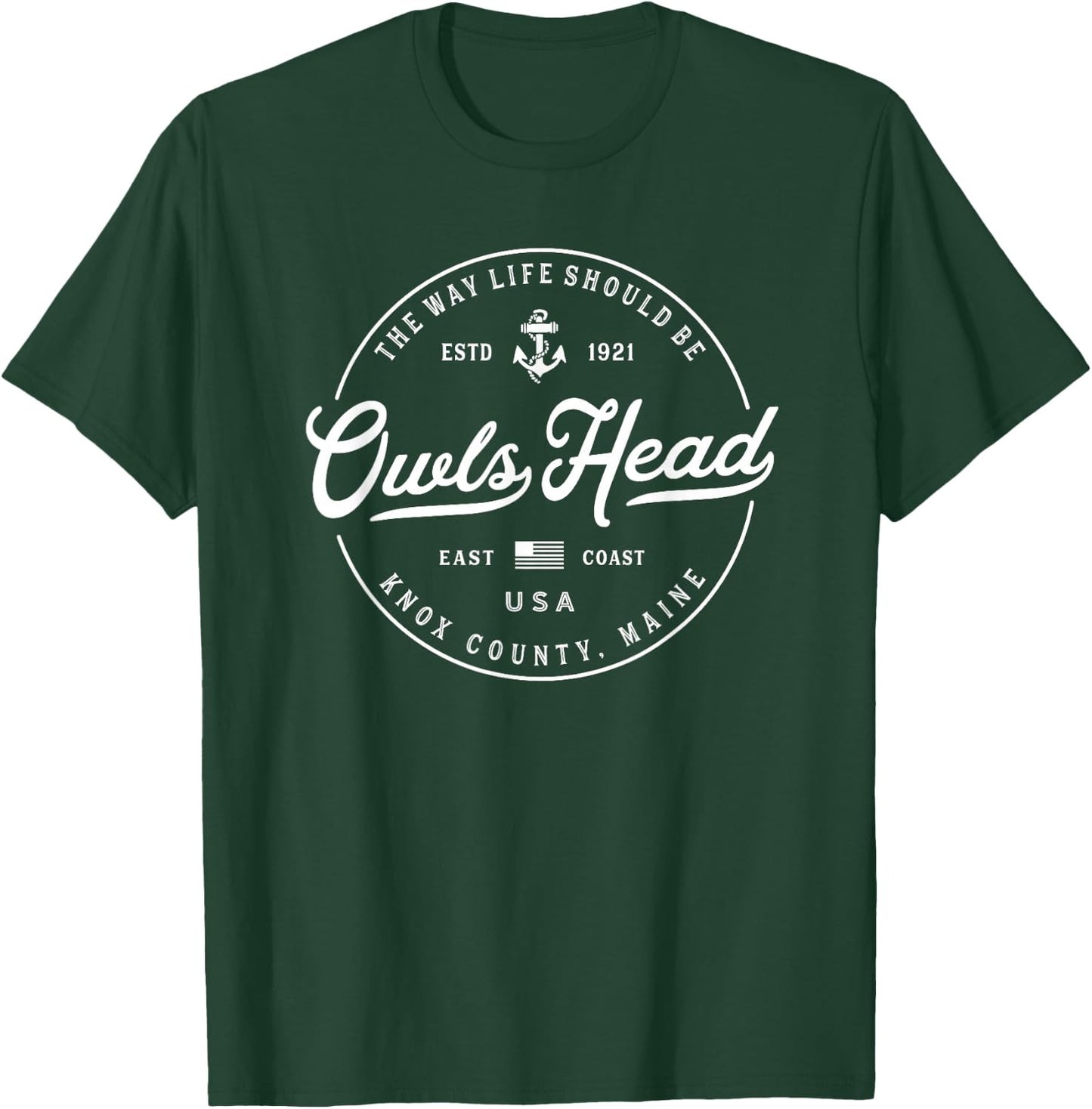 NAUTICAL Anchor Owls Head Maine Travel Vacation T-Shirt - T-Shirt | Forest