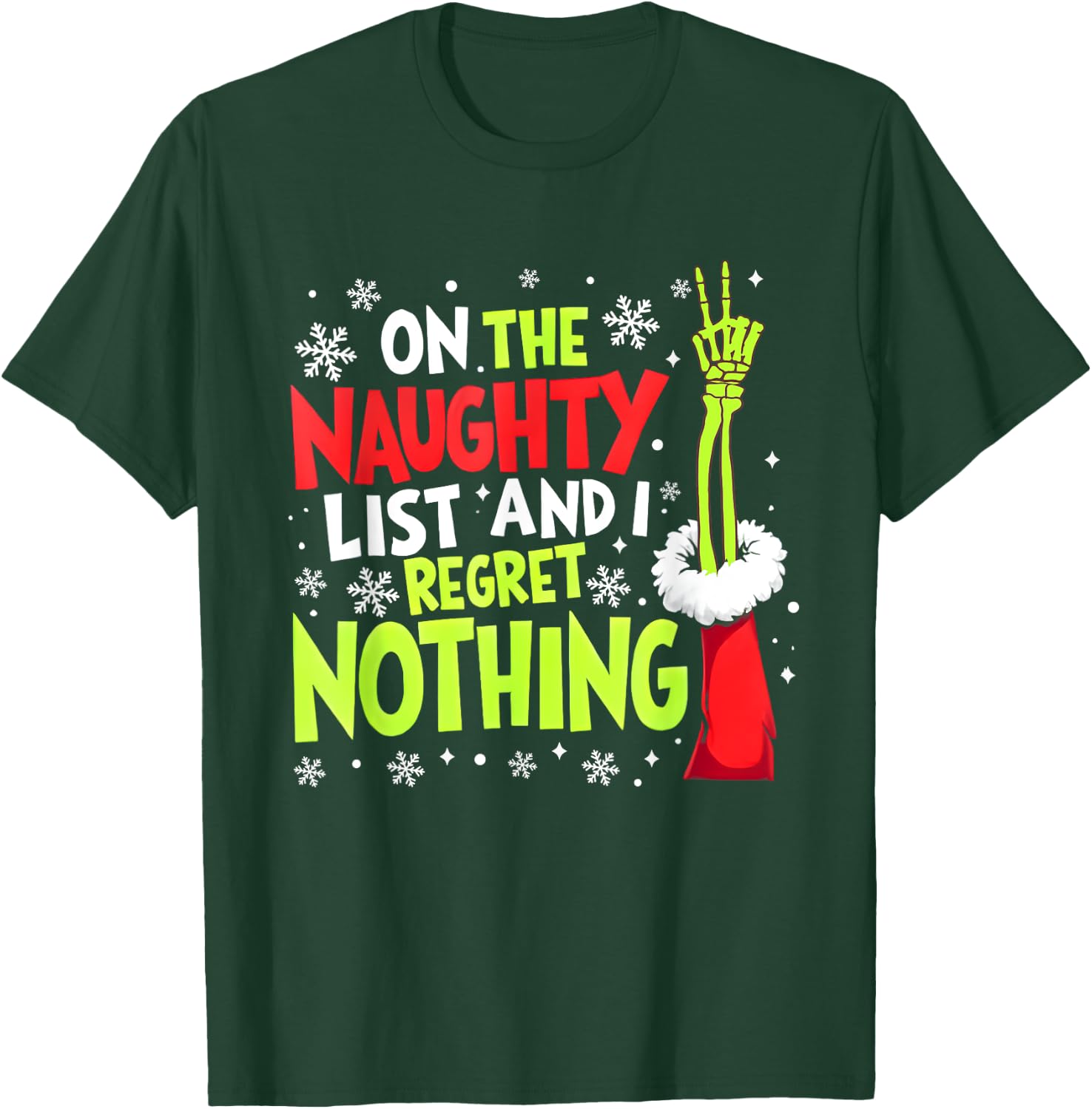 Funny On The List Of Naughty And I Regret Nothing Christmas T-Shirt - T-Shirt | Forest