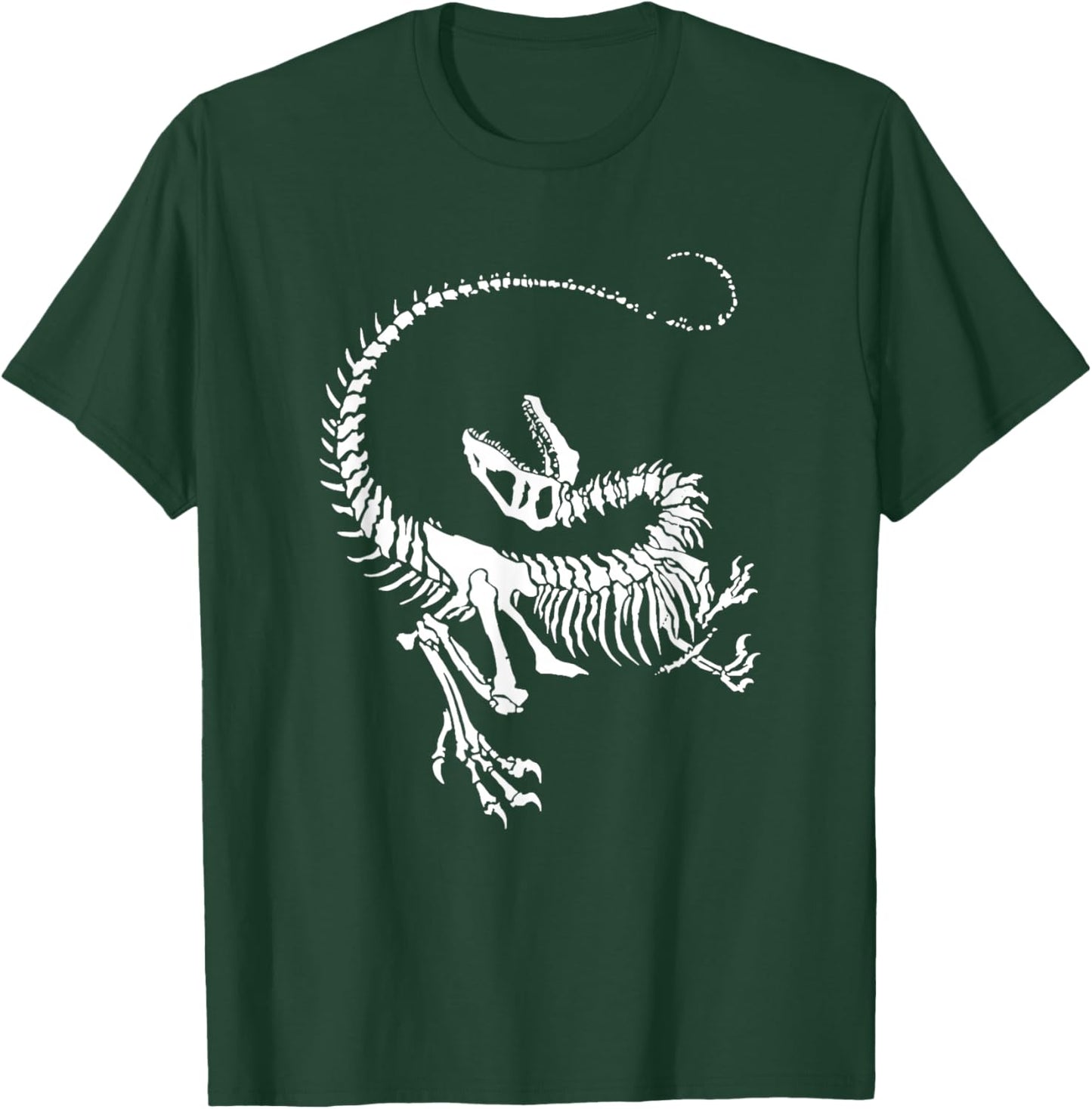Velociraptor Dinosaur Fossil Skeleton Paleontology T-Shirt - T-Shirt | Forest