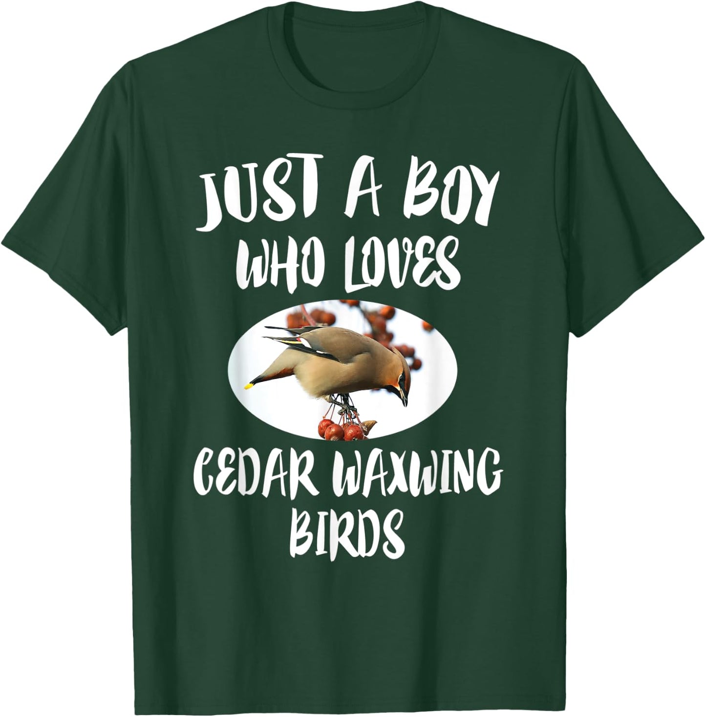 Just A Boy Who Loves Cedar Waxwing Birds Gift T-Shirt - T-Shirt | Forest