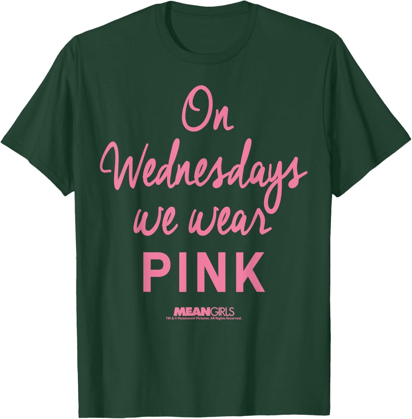 Mean Girls On Wednesdays We Wear Pink Script T-Shirt - T-Shirt | Forest