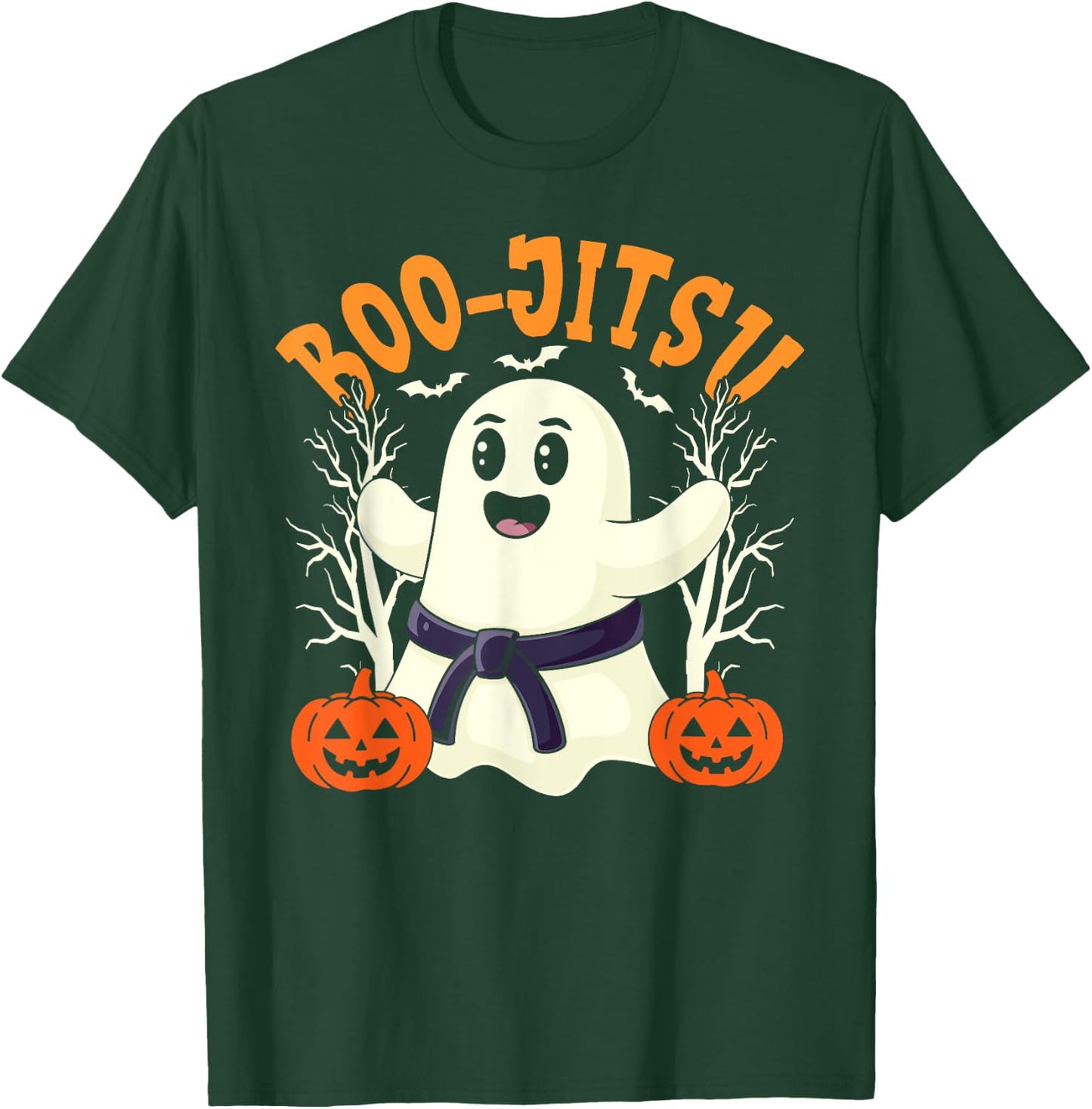 Boo-Jitsu Halloween Spooky Ghost Brazilian Jiu-JItsu BJJ T-Shirt - T-Shirt | Forest