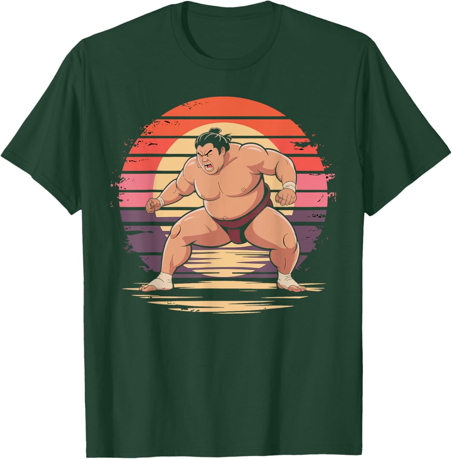 Retro Sumo Wrestling Vintage Japanese Sport Gifts T-Shirt - T-Shirt | Forest