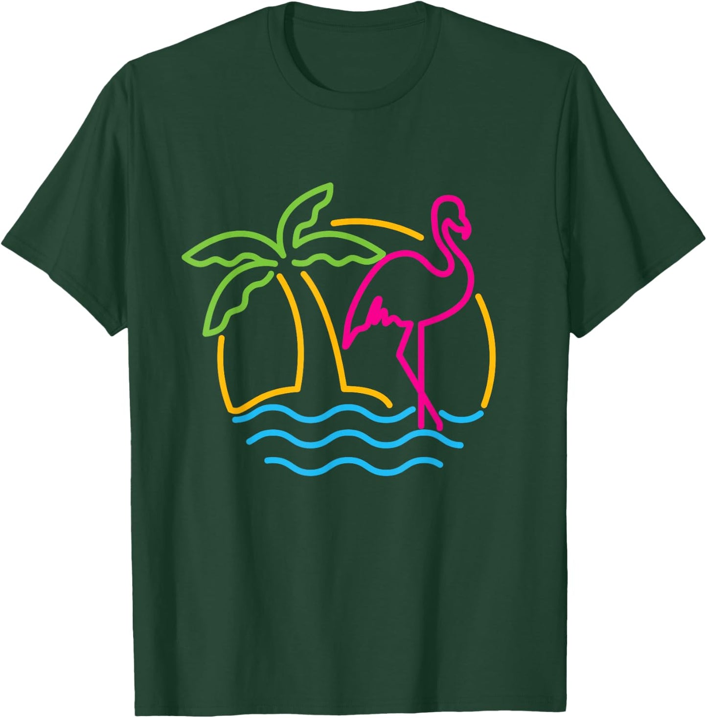 80s Vintage Miami Retro Neon Pink Flamingo T-Shirt - T-Shirt | Forest
