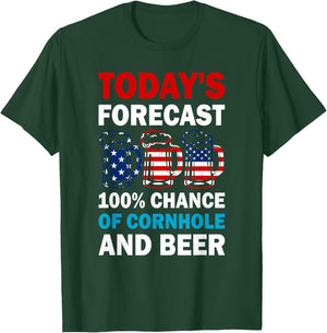 Cornhole and Beer Funny Today's Forecast T-Shirt - T-Shirt | Forest