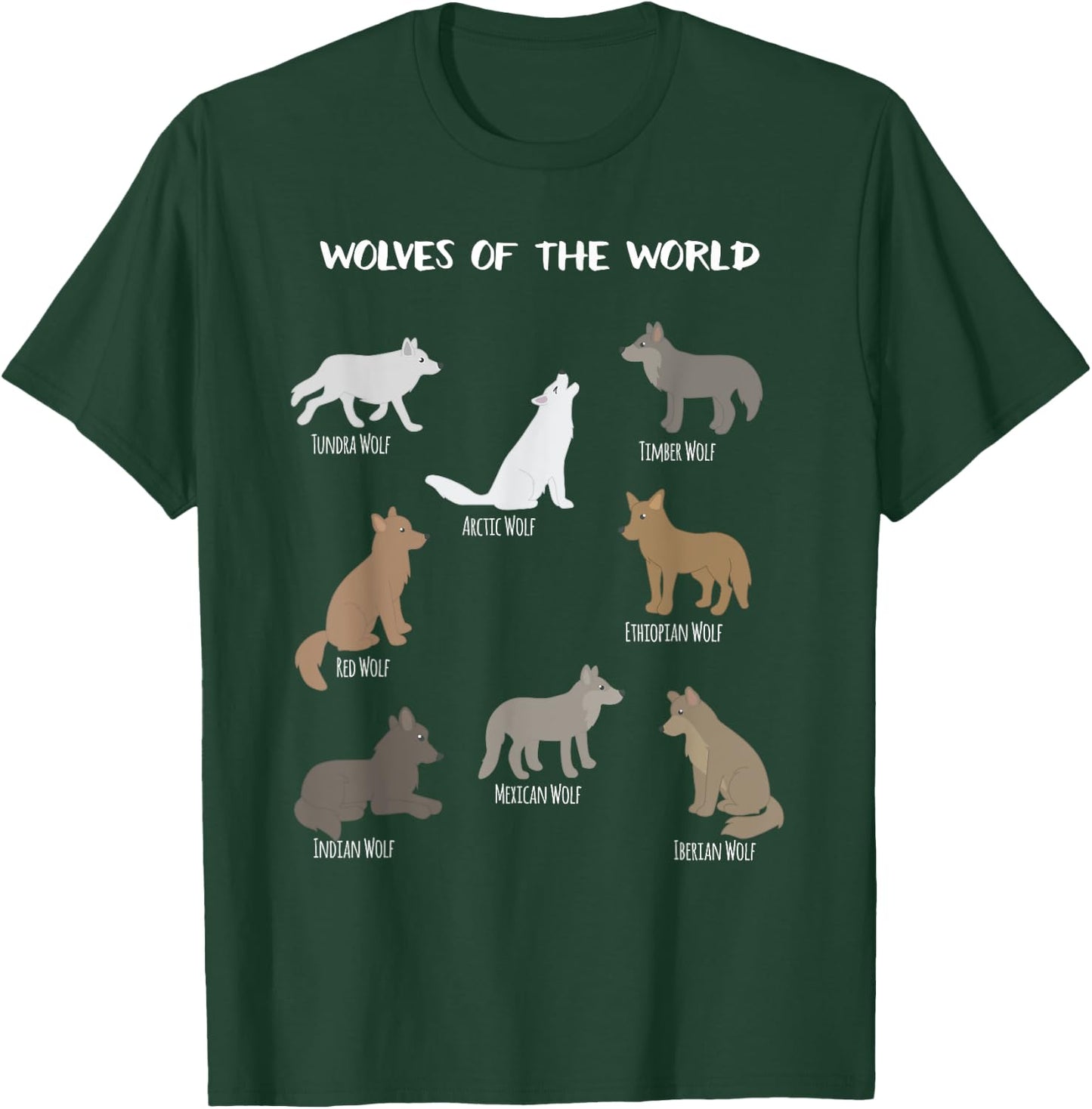 Wolves Of The World Educational Wolf Gift T-Shirt - T-Shirt | Forest