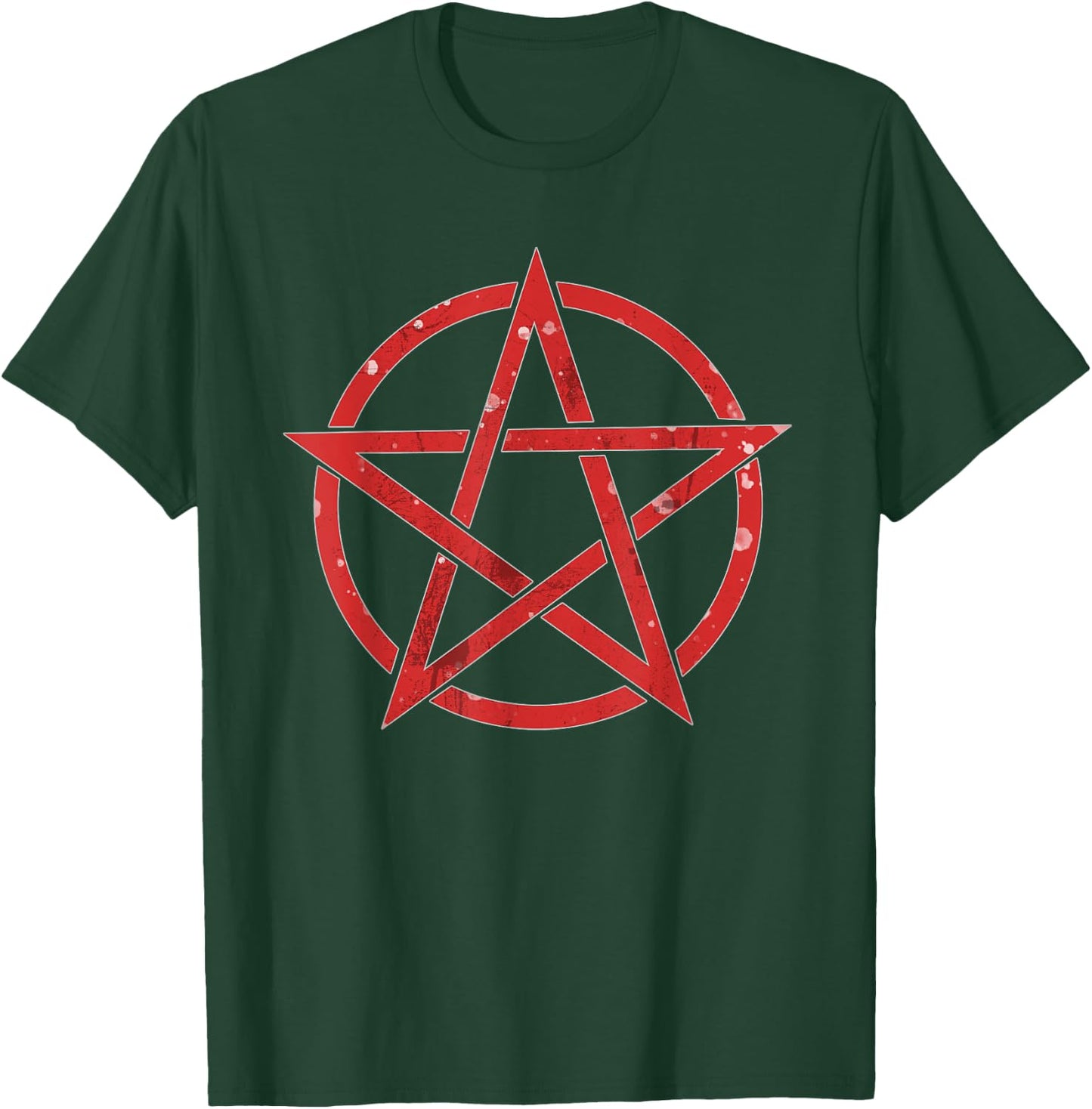Red Pentagram - Wiccan / Pagan Symbol or Music Lover Gift T-Shirt - T-Shirt | Forest