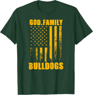 Wauconda Bulldogs God. Family. Vintage USA Flag T-Shirt - T-Shirt | Forest