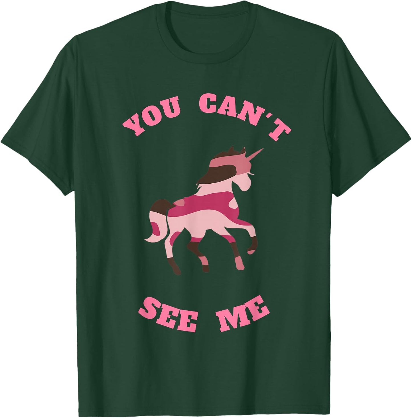 You Can't See Me Unicorn in Pink Camouflage T-Shirt - T-Shirt | Forest