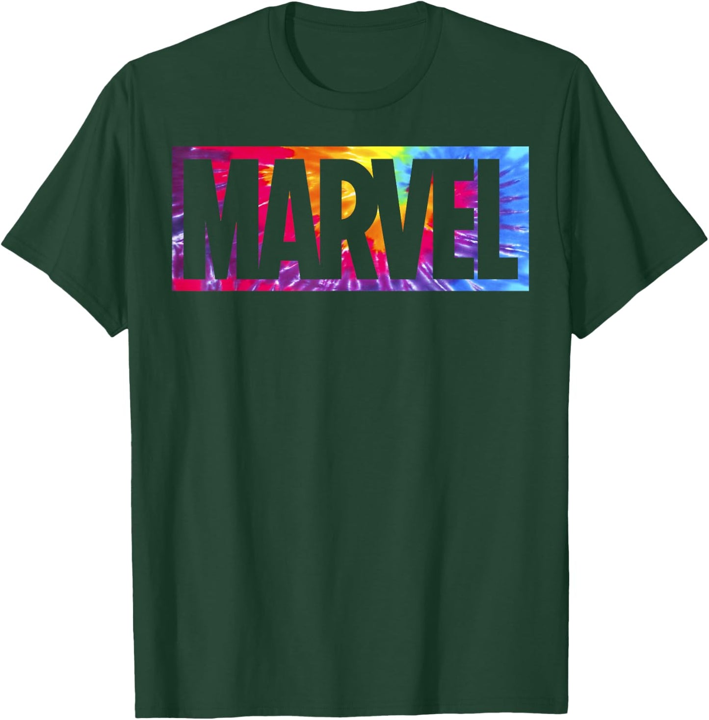 Marvel Tie Dye Box Logo Typographic T-Shirt - T-Shirt | Forest