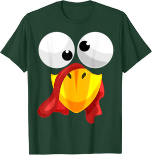 Kids Crazy Turkey Face Clothes Gift Outfit Thanksgiving T-Shirt - T-Shirt | Forest