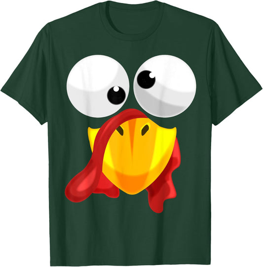 Kids Crazy Turkey Face Clothes Gift Outfit Thanksgiving T-Shirt - T-Shirt | Forest