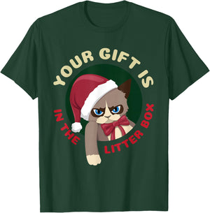Your Christmas is in The Litter Box Funny Cat Christmas T-Shirt - T-Shirt | Forest