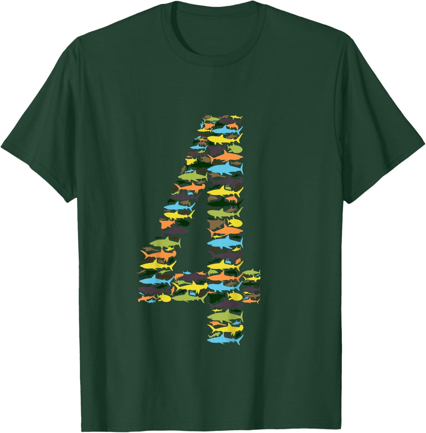Types Of Sharks Birthday For 4 Year Old Boys & Girls T-Shirt - T-Shirt | Forest