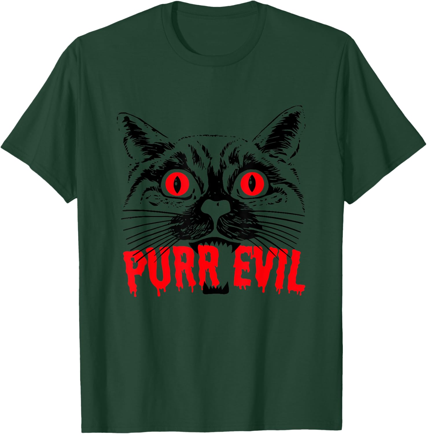 Purr Evil Satanic Cat Spooky design for Halloween T-Shirt - T-Shirt | Forest