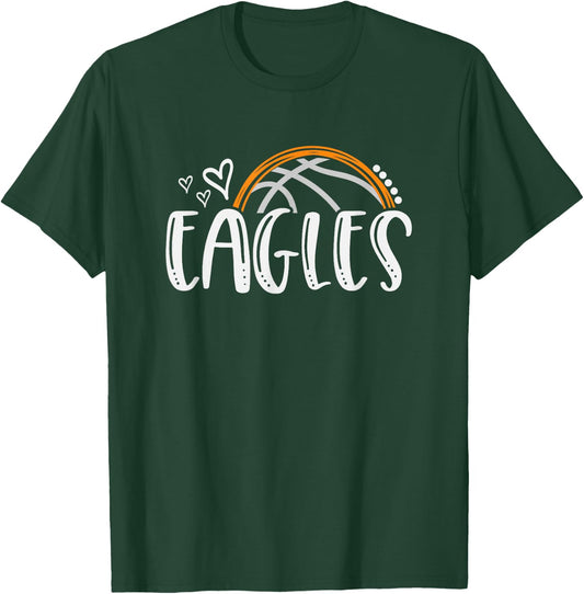 Basketball Eagles School Sports Fan Team Spirit T-Shirt - T-Shirt | Forest