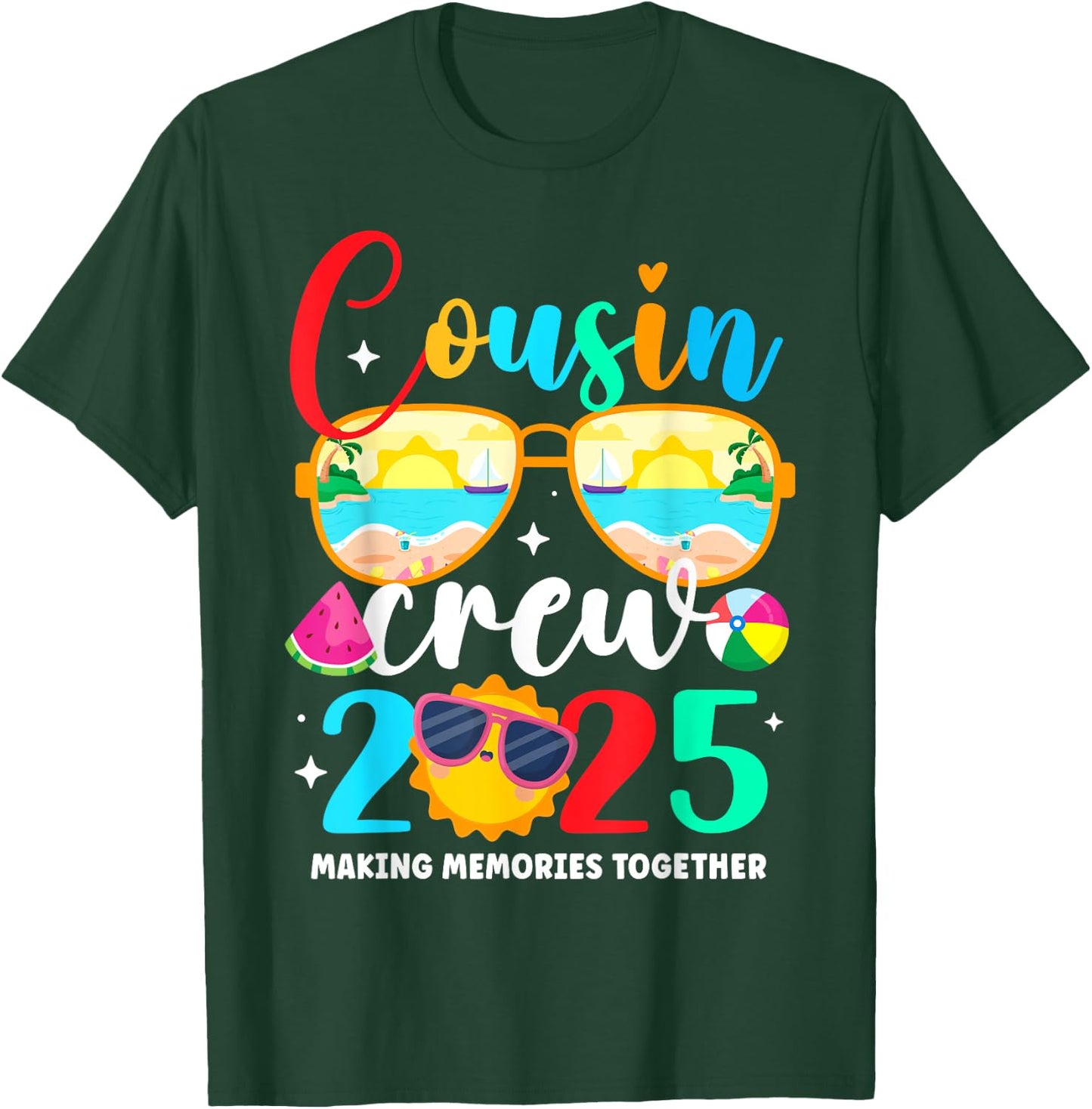 Cousin crew 2025 Summer Vacation Beach Family Trips Matching T-Shirt - T-Shirt | Forest