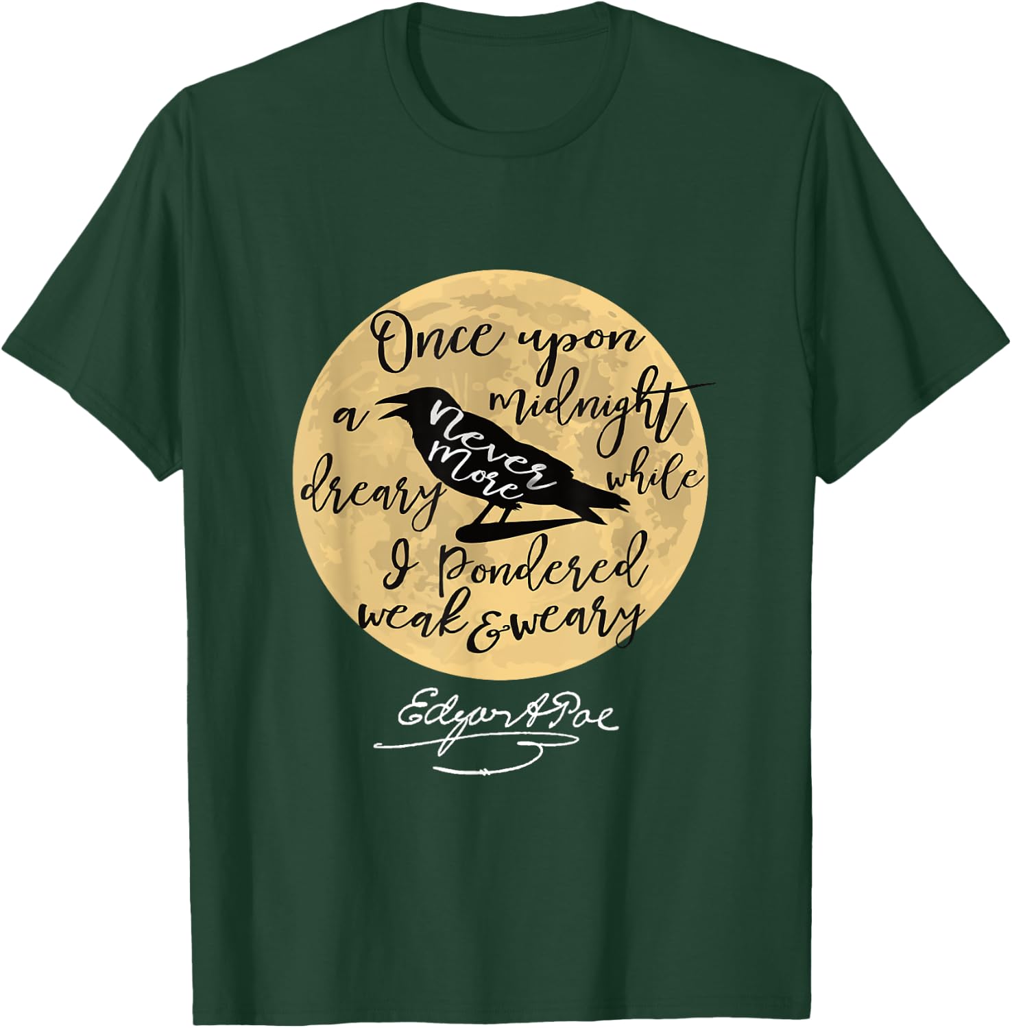 Gothic Edgar Allan Poe The Raven Literary Gifts T-Shirt - T-Shirt | Forest