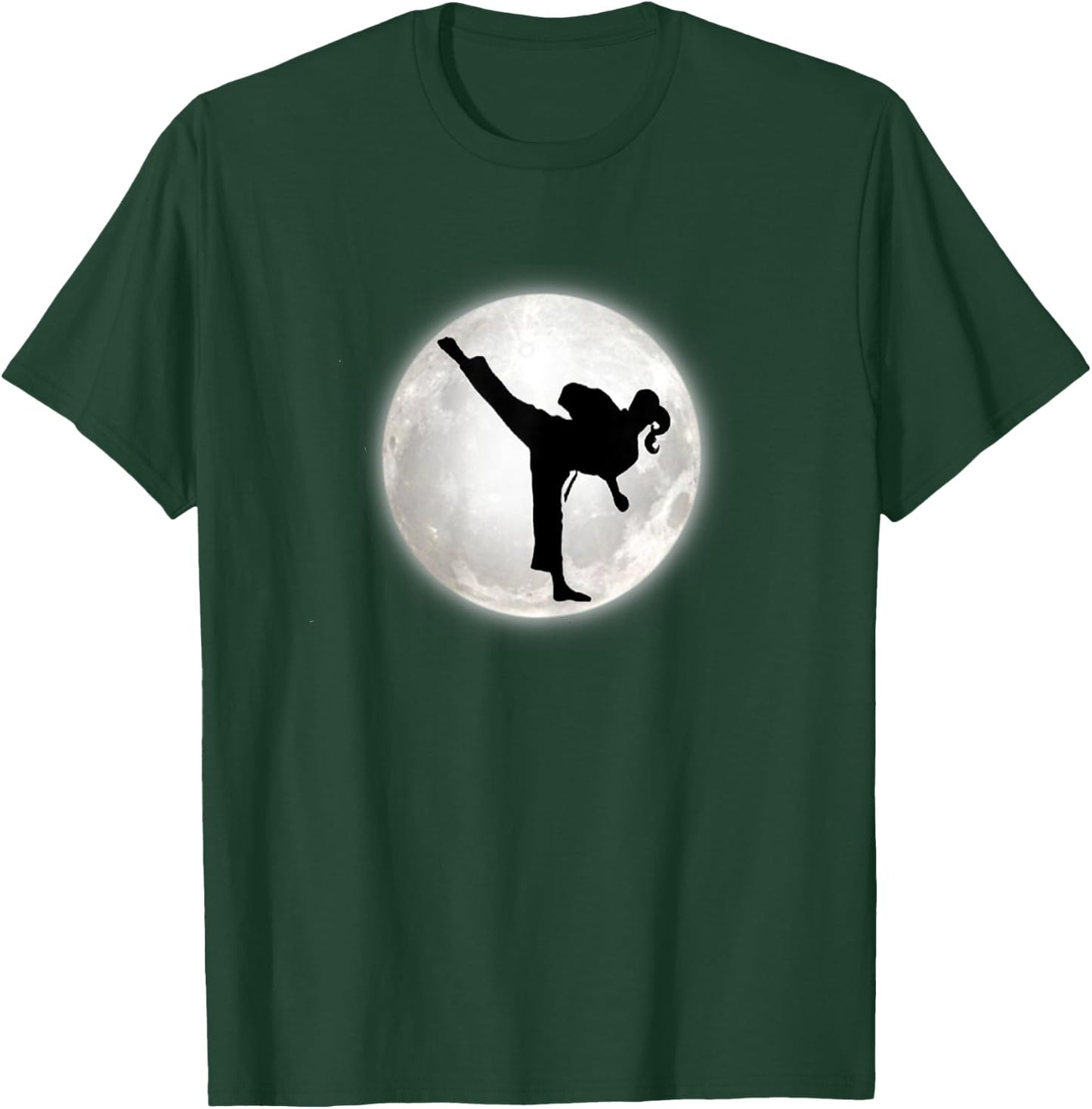 Taekwondo Girl in the Moon for Girls The Kick T-Shirt - T-Shirt | Forest