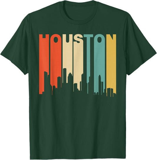Retro 1970's Style Houston Texas Skyline T-Shirt - T-Shirt | Forest