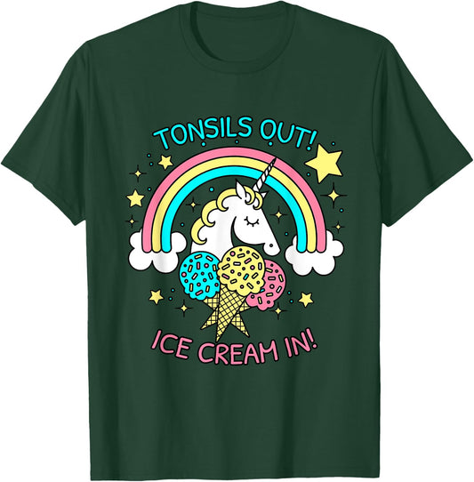 Tonsils out Ice Cream in Unicorn Get Well recovery design T-Shirt - T-Shirt | Forest