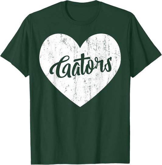 Gators School Sports Fan Team Spirit Mascot Heart Gift T-Shirt - T-Shirt | Forest
