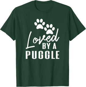 Loved By A Puggle Dog Mom or Dog Dad T-Shirt - T-Shirt | Forest