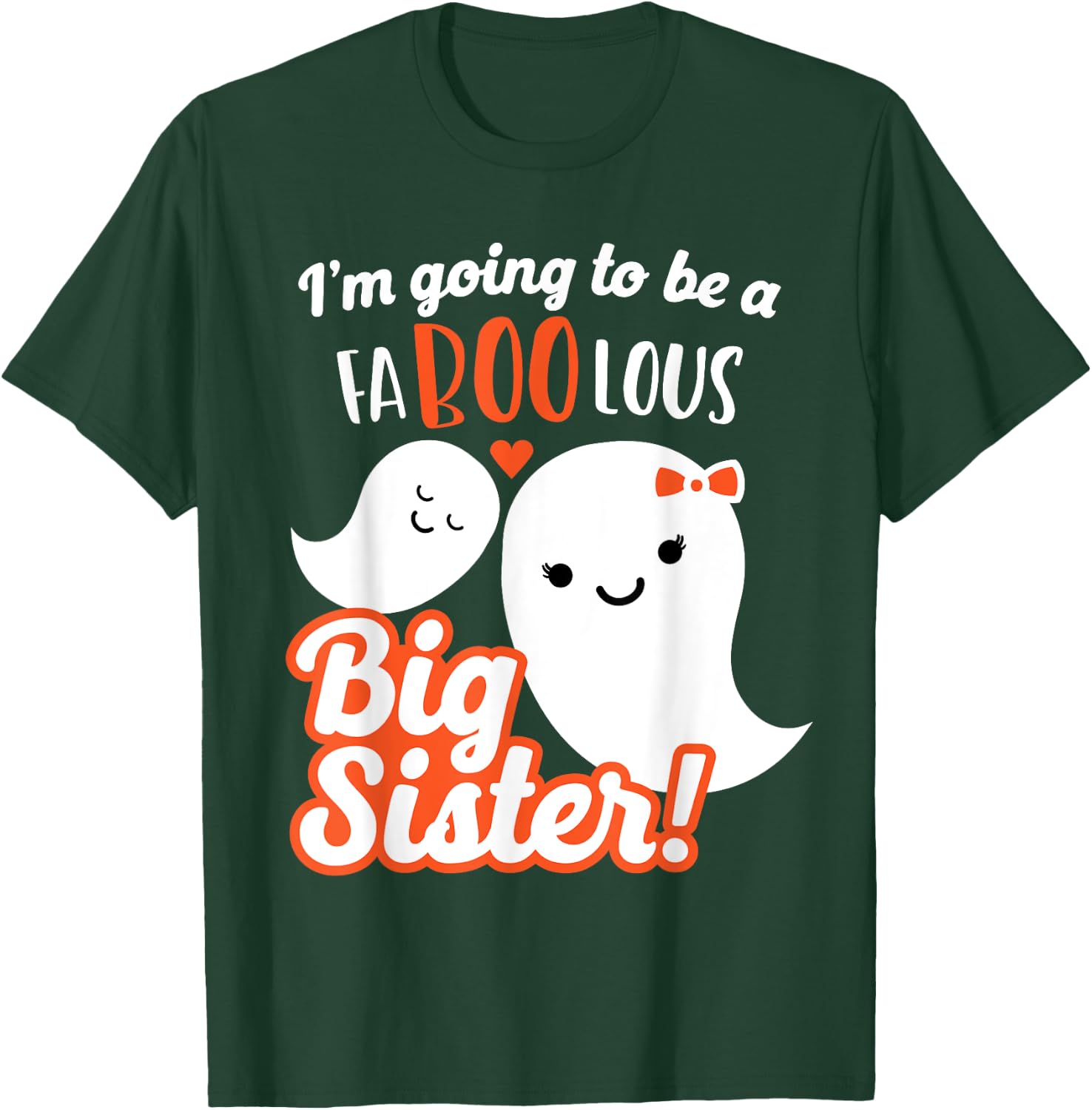 Big Sister Pregnancy Announcement Cute Ghost Girls Halloween T-Shirt - T-Shirt | Forest
