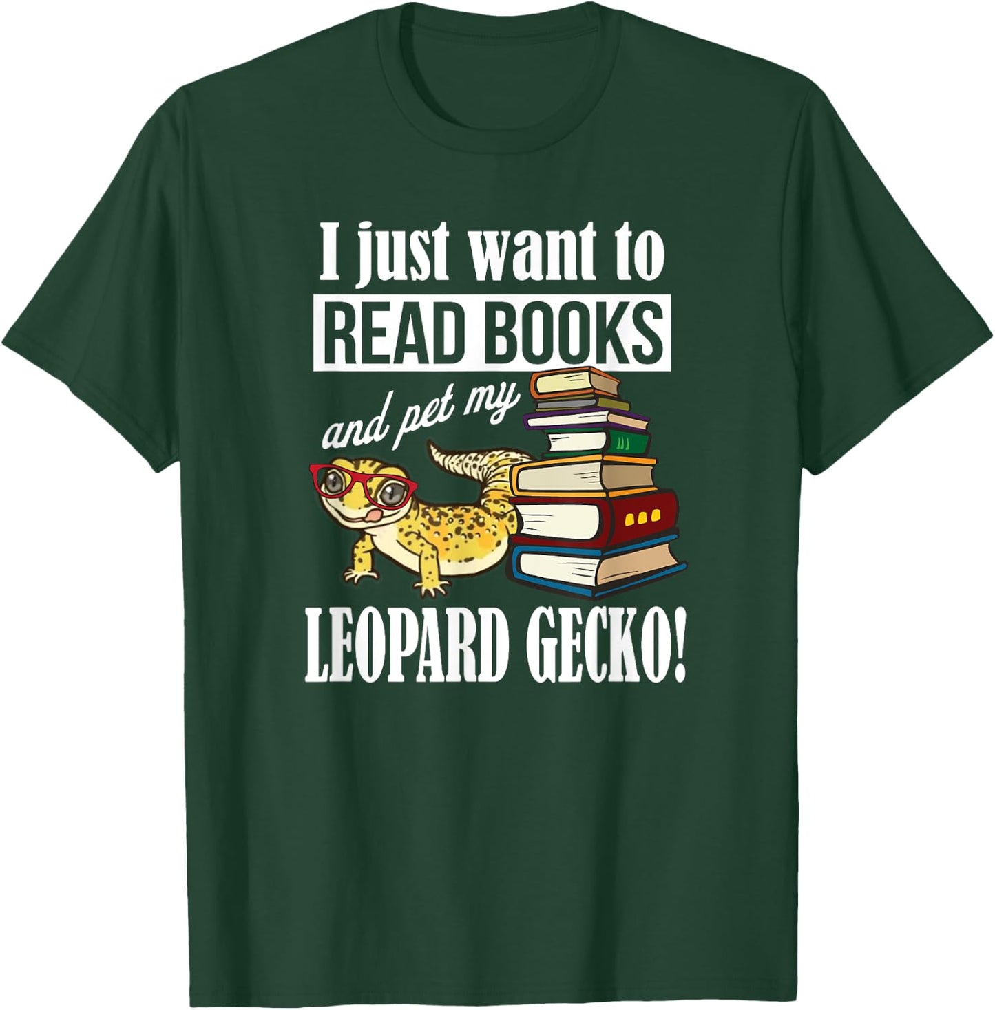 Reading Reptile Read Books Pet Leopard Gecko Lover T-Shirt - T-Shirt | Forest