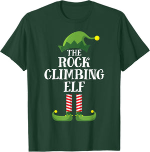 Rock Climbing Elf Matching Family Group Christmas Pyjamas T-Shirt - T-Shirt | Forest
