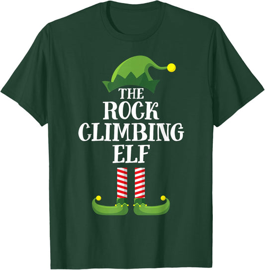 Rock Climbing Elf Matching Family Group Christmas Pyjamas T-Shirt - T-Shirt | Forest