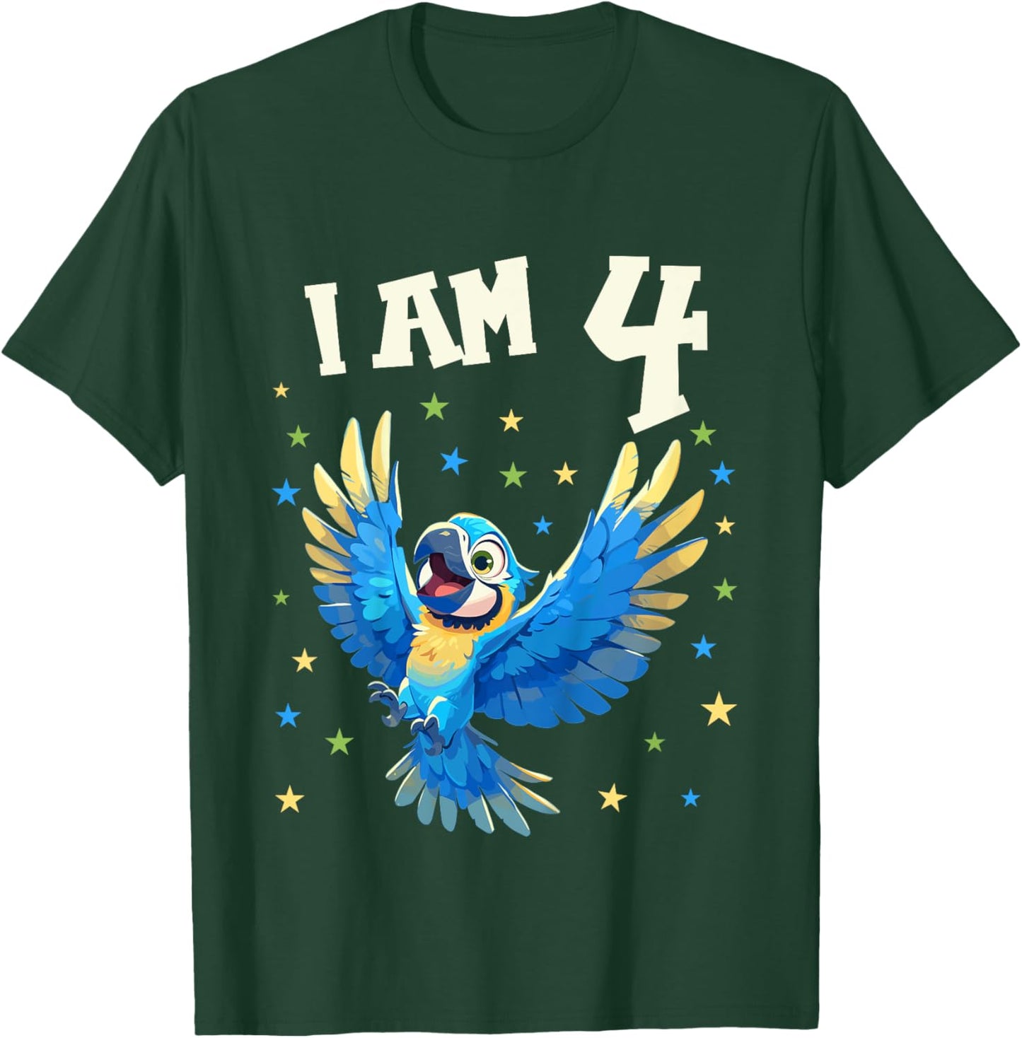 Kids 4 Years old 4 birthday Macaws Boy Girl Macaw T-Shirt - T-Shirt | Forest