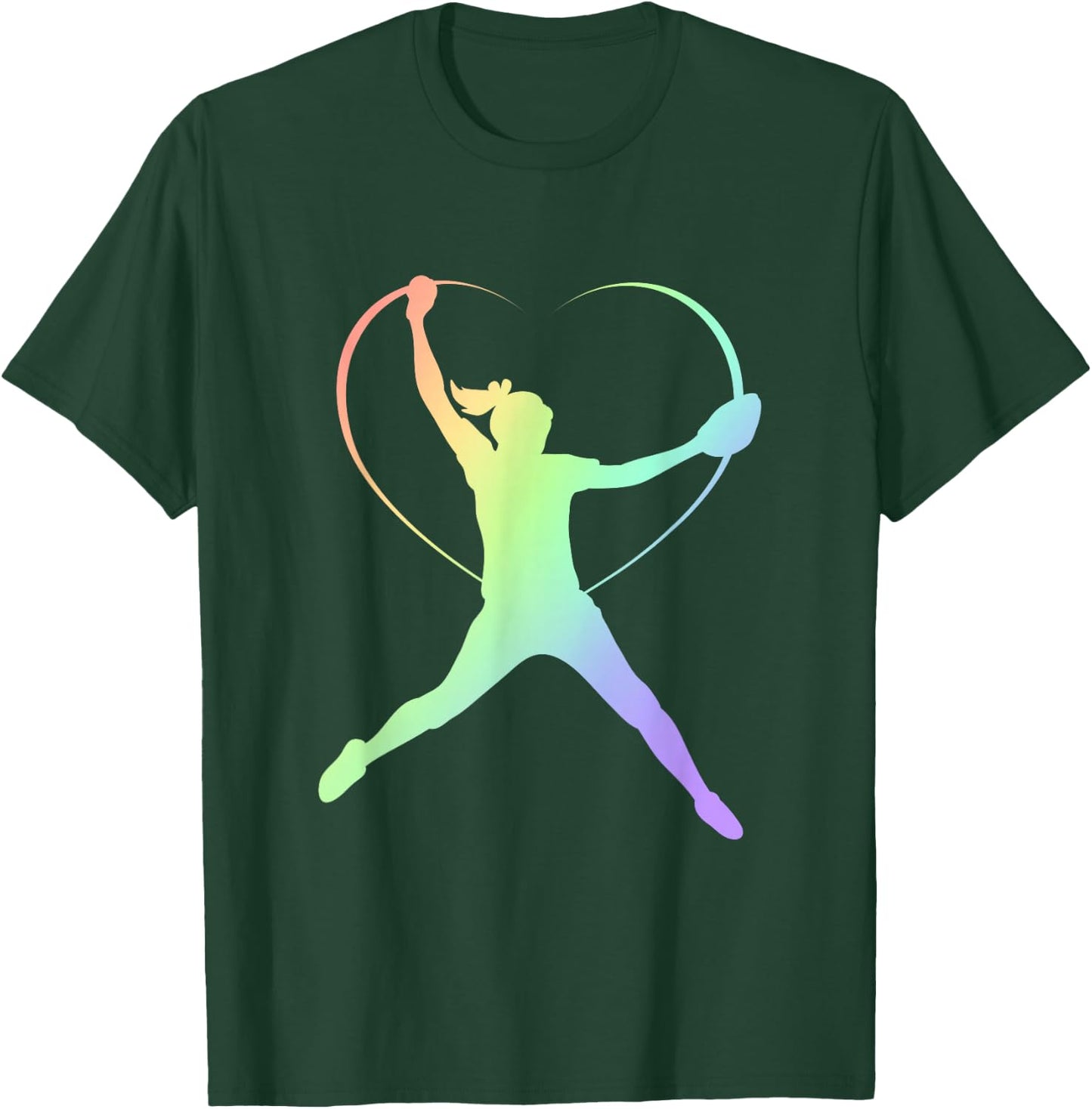 Soft Rainbow Softball Gifts for Teen Girls Pitcher Patterned T-Shirt - T-Shirt | Forest